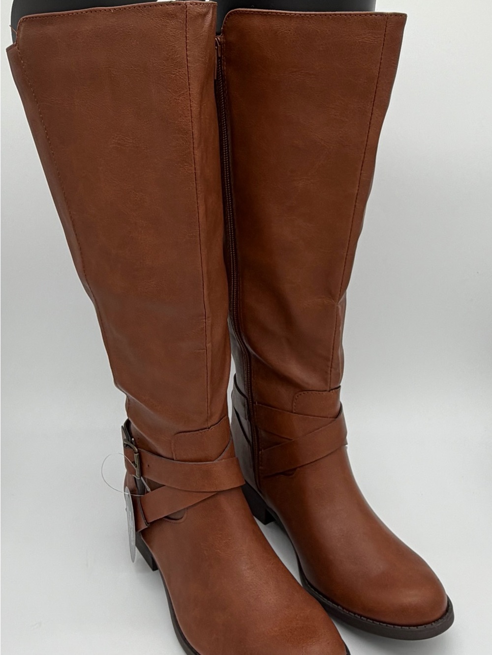 Style & Co. Tall Chestnut Brown Over-the-Knee Buckle Boots Size 8 Wide Calf